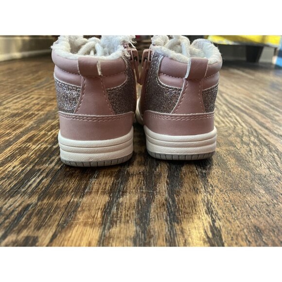 H&M Toddler Girls Pink Sparkle Hightop Sneakers Size 4/5 - Picture 4 of 7